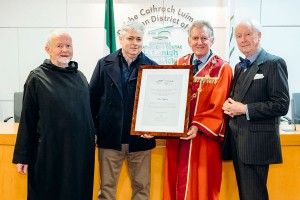 (l-r) Brother Anthony Keane, Gary MacMahon, Mayor Sheahan, Dr Ed Walsh